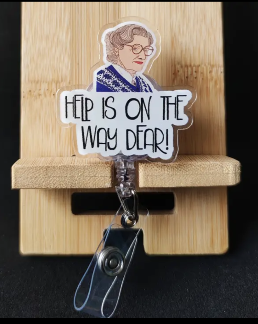 Mrs Doubtfire Help is On the Way Glitter Badge Reel